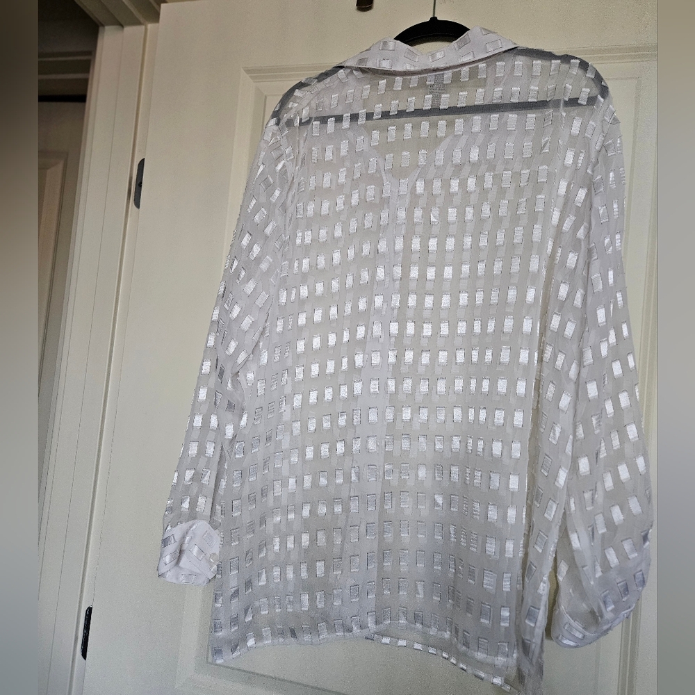 Notations Sheer Button Down Top - Size 2x - image 2